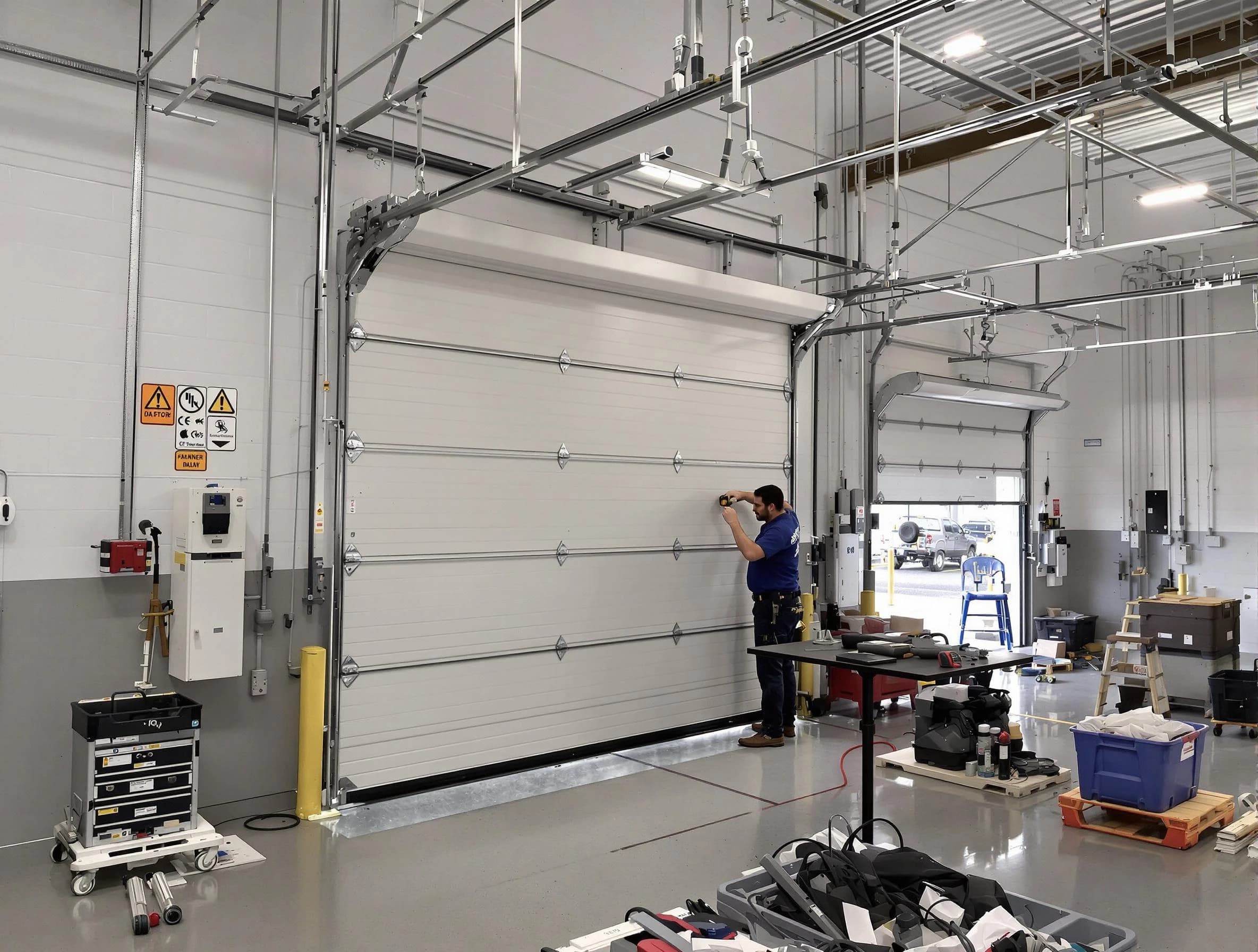 Commercial garage door repair being performed by Branchburg Garage Door Repair expert in Branchburg