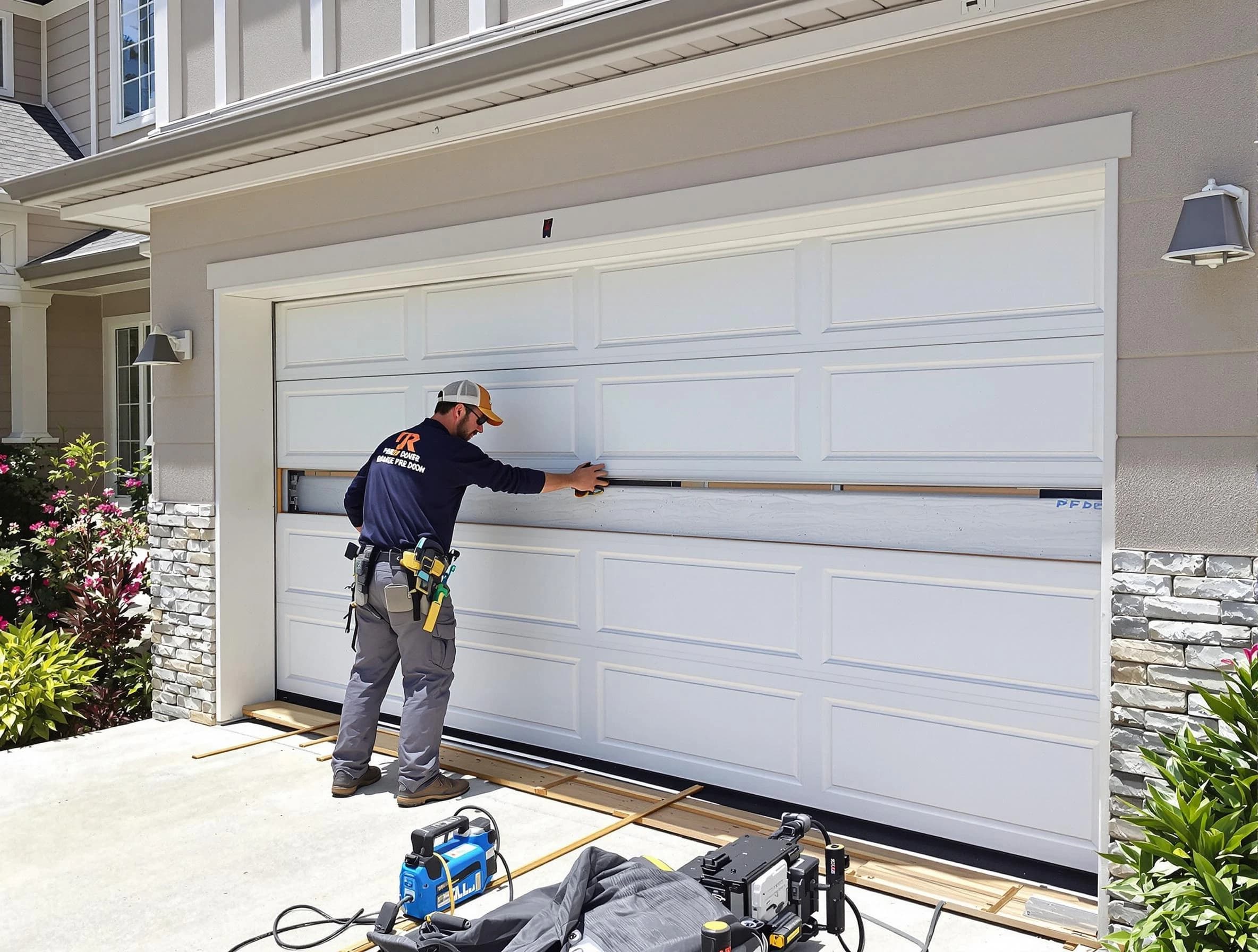 Branchburg Garage Door Repair team performing complete garage door replacement at Branchburg residence