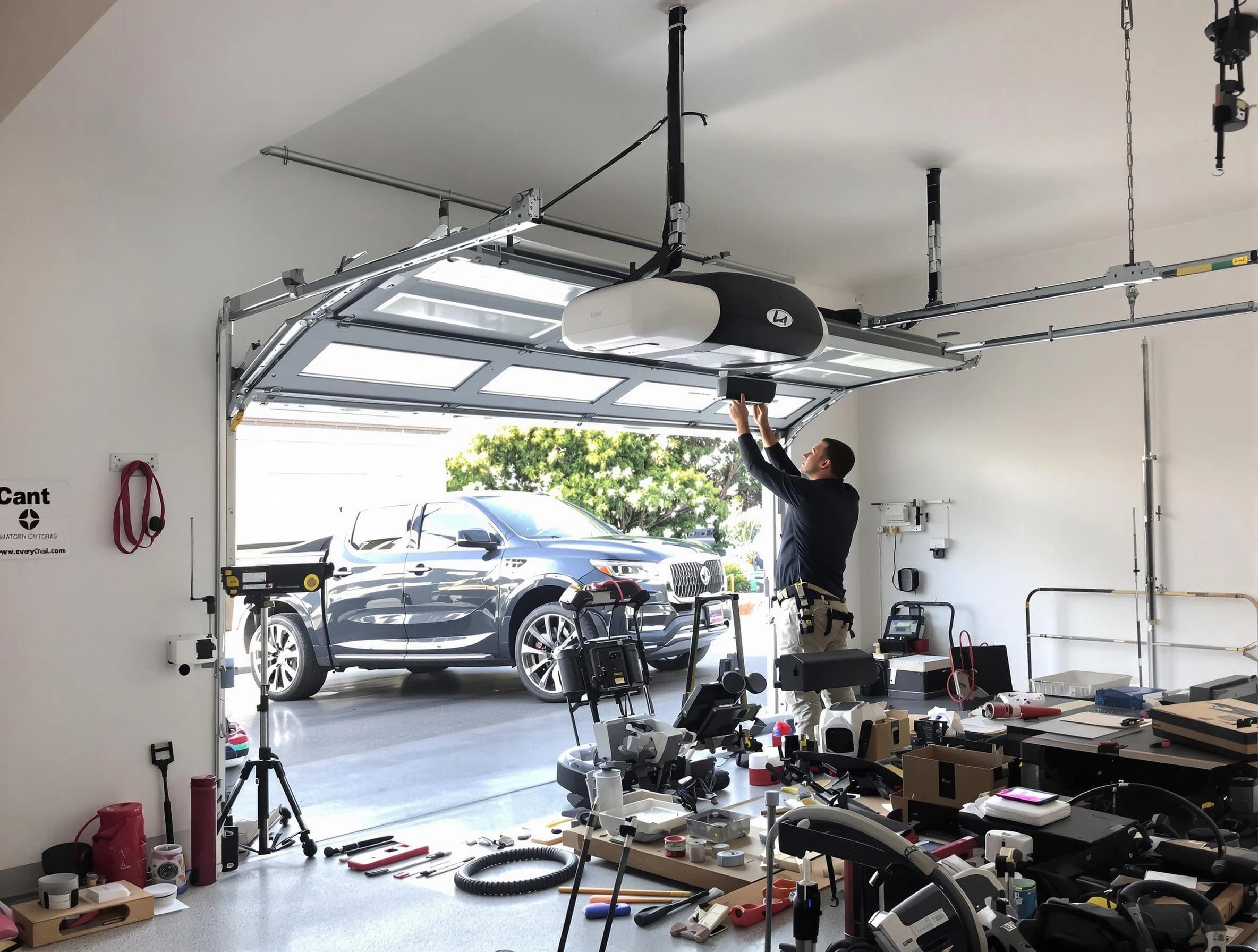 Branchburg Garage Door Repair specialist installing smart garage door opener system in Branchburg home