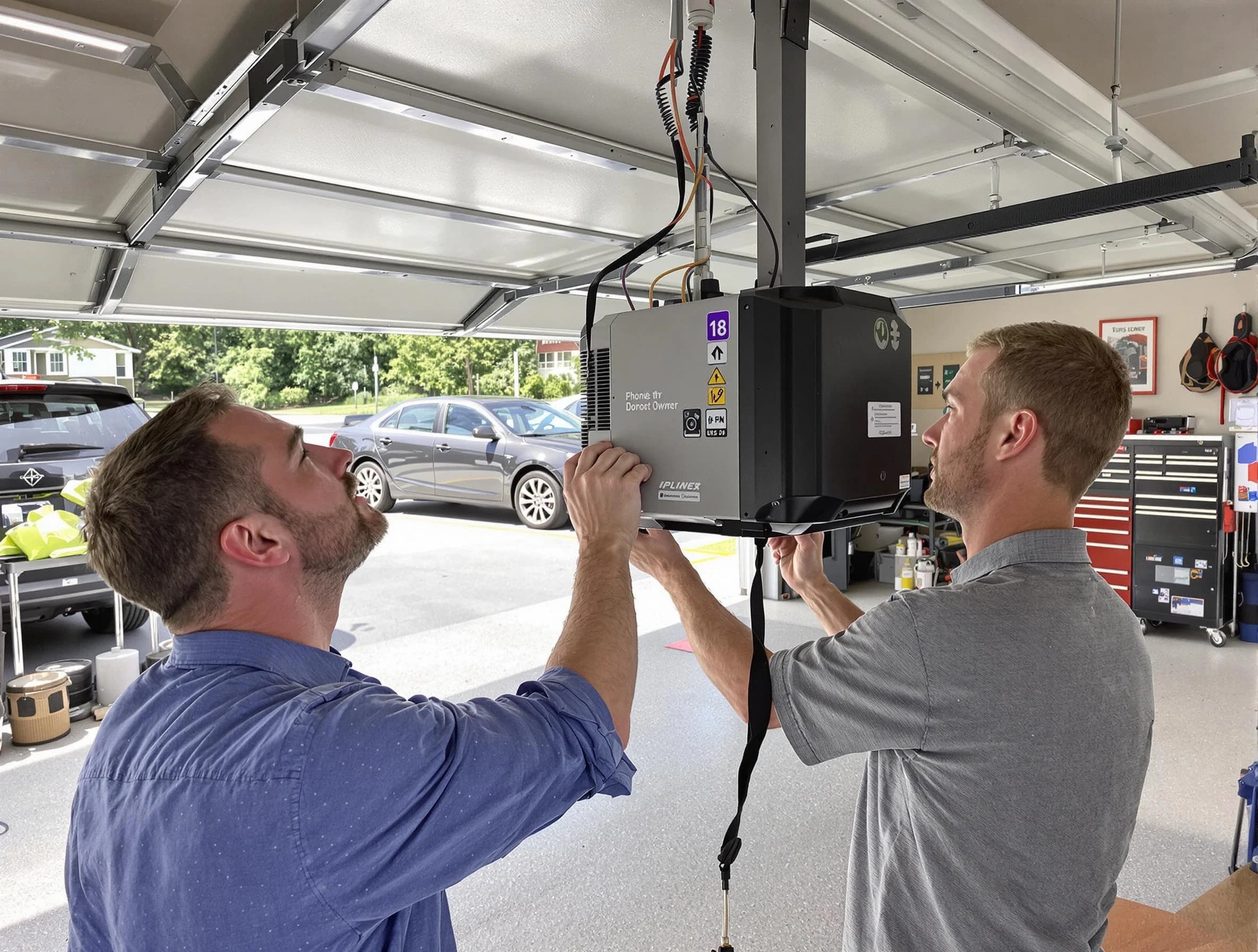 Branchburg Garage Door Repair technician installing garage door opener in Branchburg