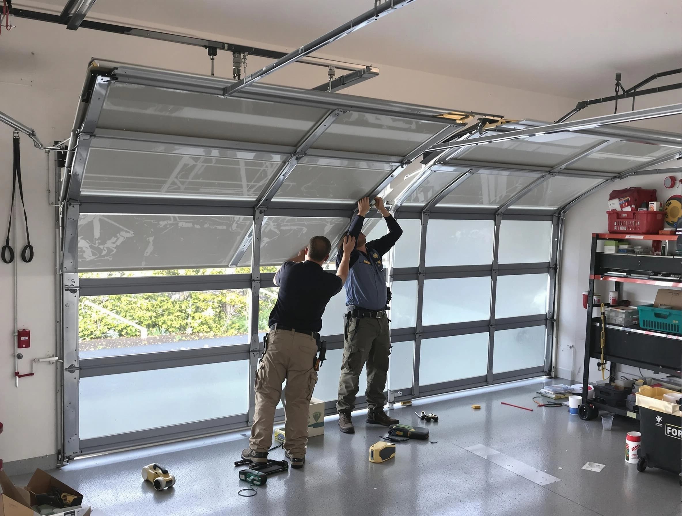 Branchburg Garage Door Repair expert performing precise panel replacement on Branchburg garage door