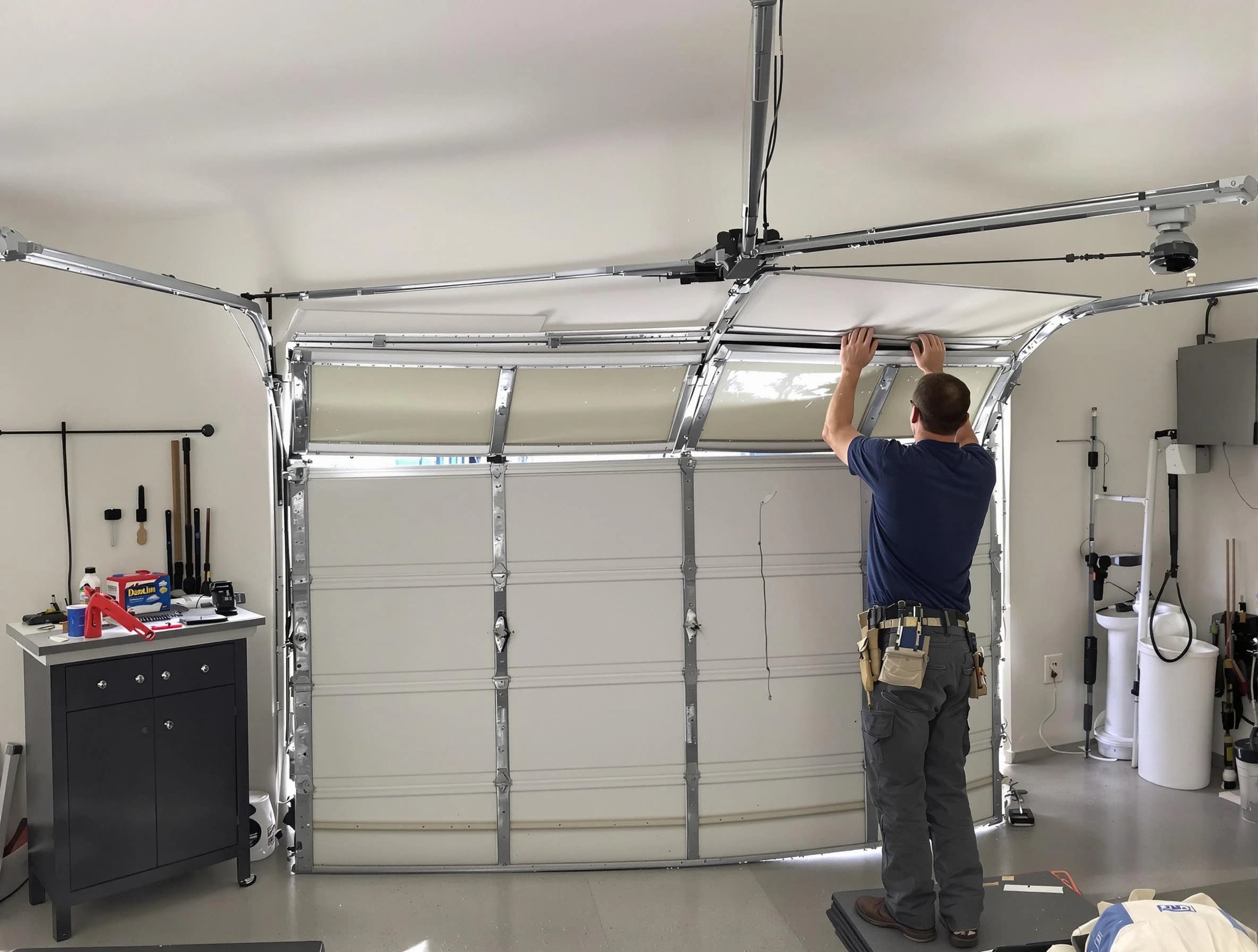 Branchburg Garage Door Repair specialist performing precise section replacement on Branchburg garage door